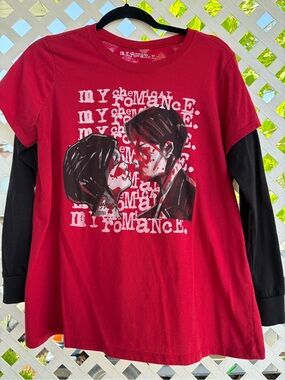 Red & Black Layered-Look MCR Long Sleeve Tee